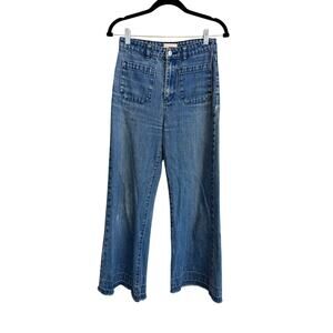 Rolla's Womens High Rise Wide Leg Jeans Sz 27 Blue Denim Retro 70s Patch Pocket